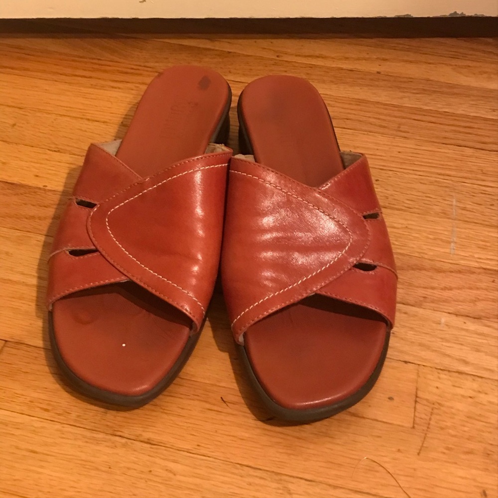 Leather Wedge Sandal Slides